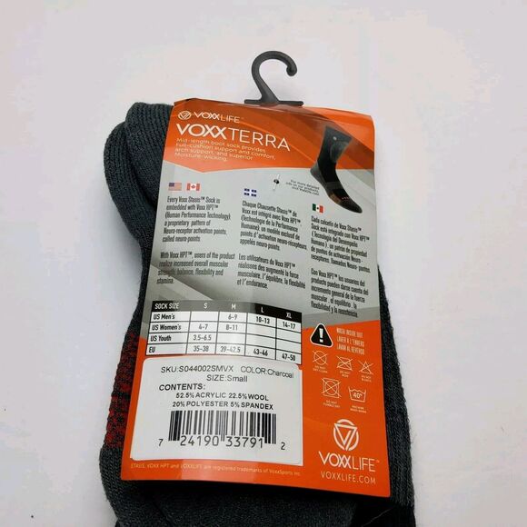 Voxx Life Wool Blend VoxxTerra Neuro Socks All Season Outdoor Boot Crew Size S - Picture 4 of 4